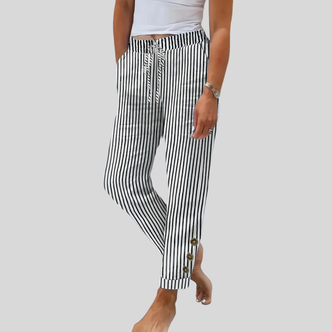 Raquelle - Pantalon Rayé Décontracté