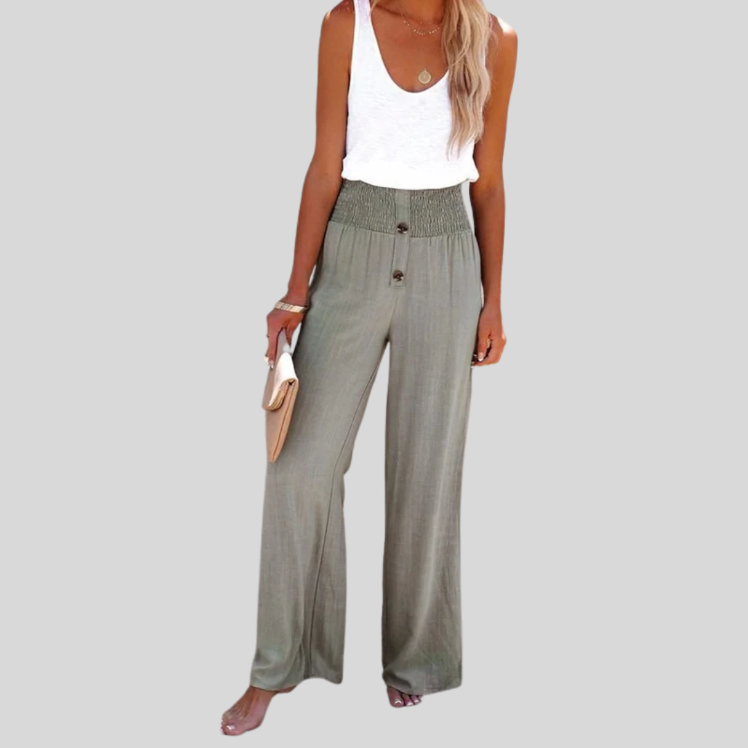 Riana - Pantalon Taille Haute Détendu